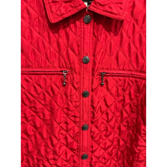 Debra DeRoo Womens Quilted Red Sleeveless Vest Zippered Pockets Sz XL - Picture 4 of 10